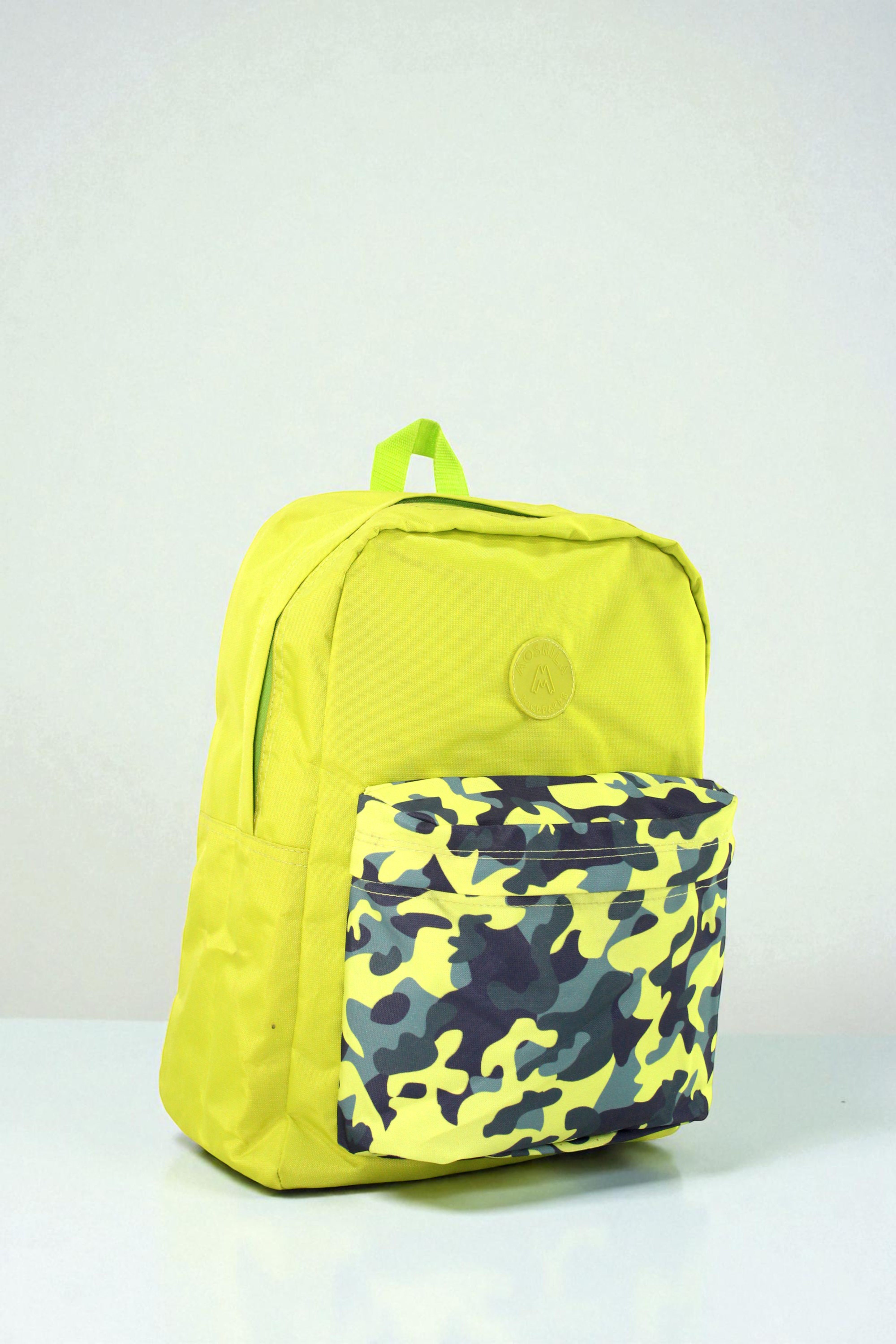 7114 MALETIN MOSHILA AMARILLO BOLSILLO ESTAMPADO CAMUFLADO